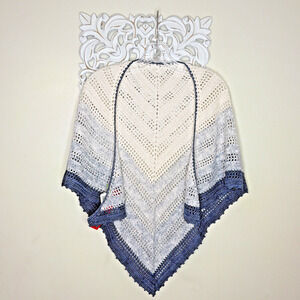 Crochet Shawl Sarong Wrap Hand Crocheted Handmade FEZA Baby Cotton Viscose Yarn